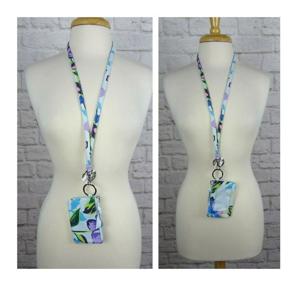 Vera Bradley Marian Floral Zip ID Card Case & Lanyard ID Holder 2-PC Boho NWT